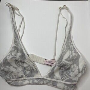 Victoria's Secret Bralette Bra Sheer Lace Unlined No Padding Wire Free XS Floral